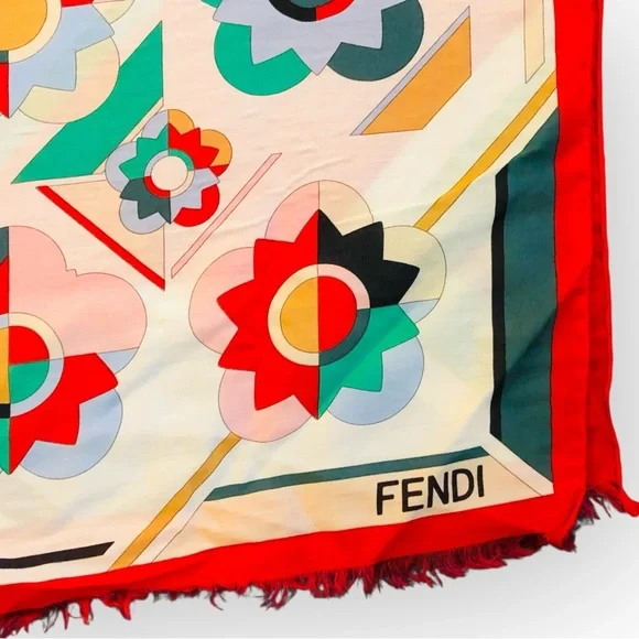 Fendi Flowerland Shawl Wrap Scarf Floral Print Multicolor Holiday Gift Ready - Picture 2 of 6